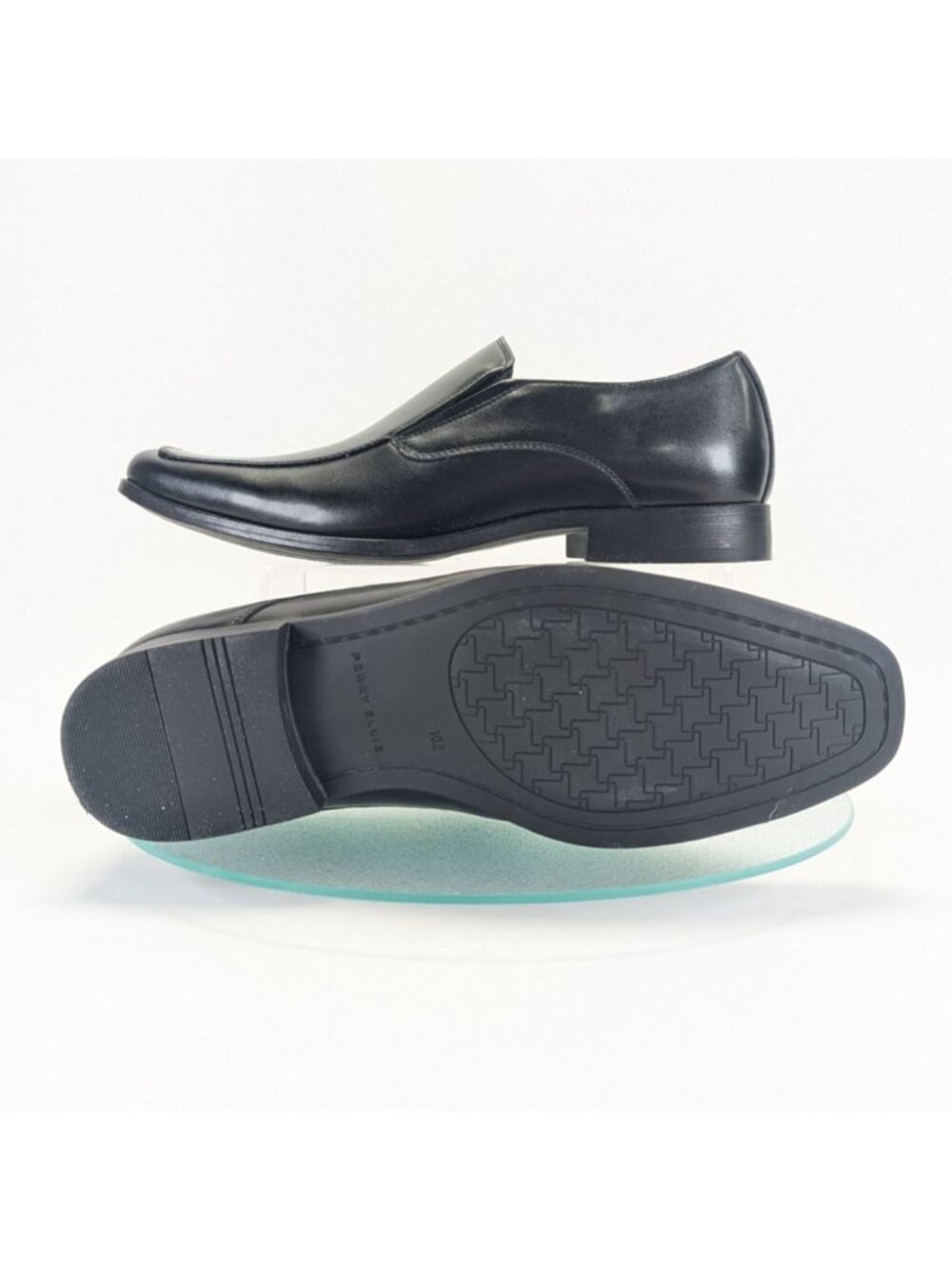 Perry Ellis Mens Black Vegan Leather Slip-On Dress Loafers Size 10.5 Wide - Picture 2 of 11